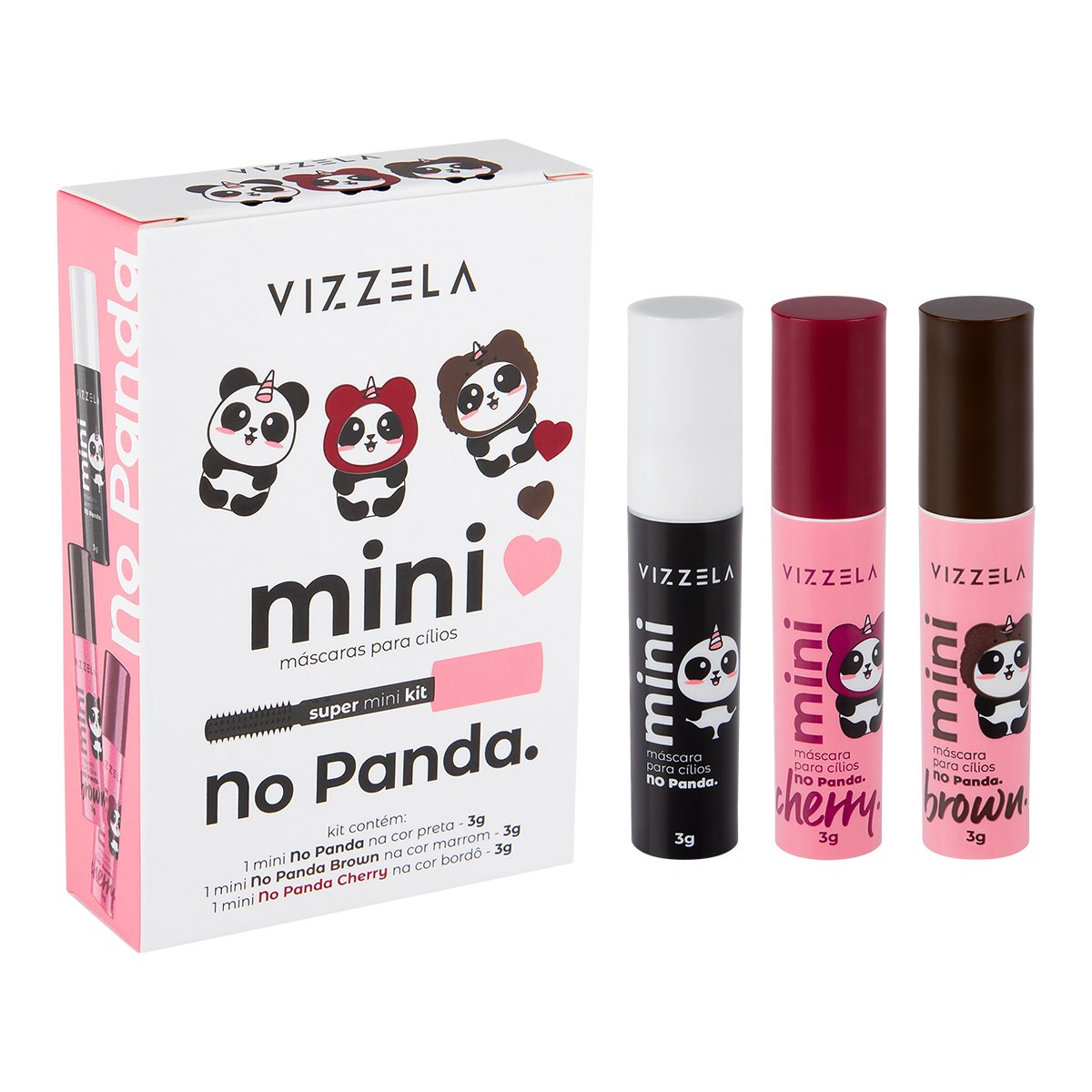 7908517907320 Kit 3 Mini Máscaras Para Cílios No Panda - Vizzela - Imagem 1