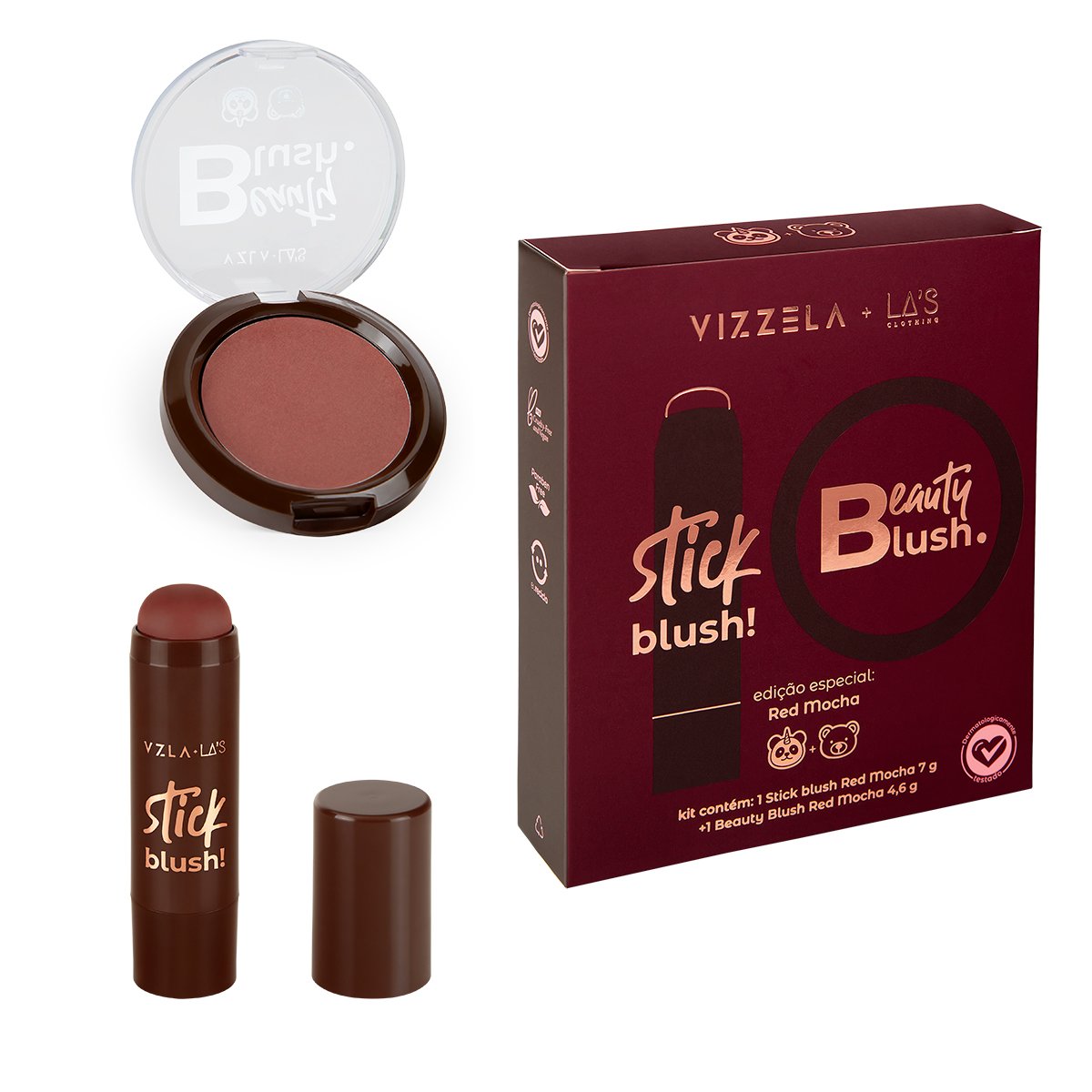 7908517907443 Kit Blushes Red Mocha Vizzela + La's - Imagem 1